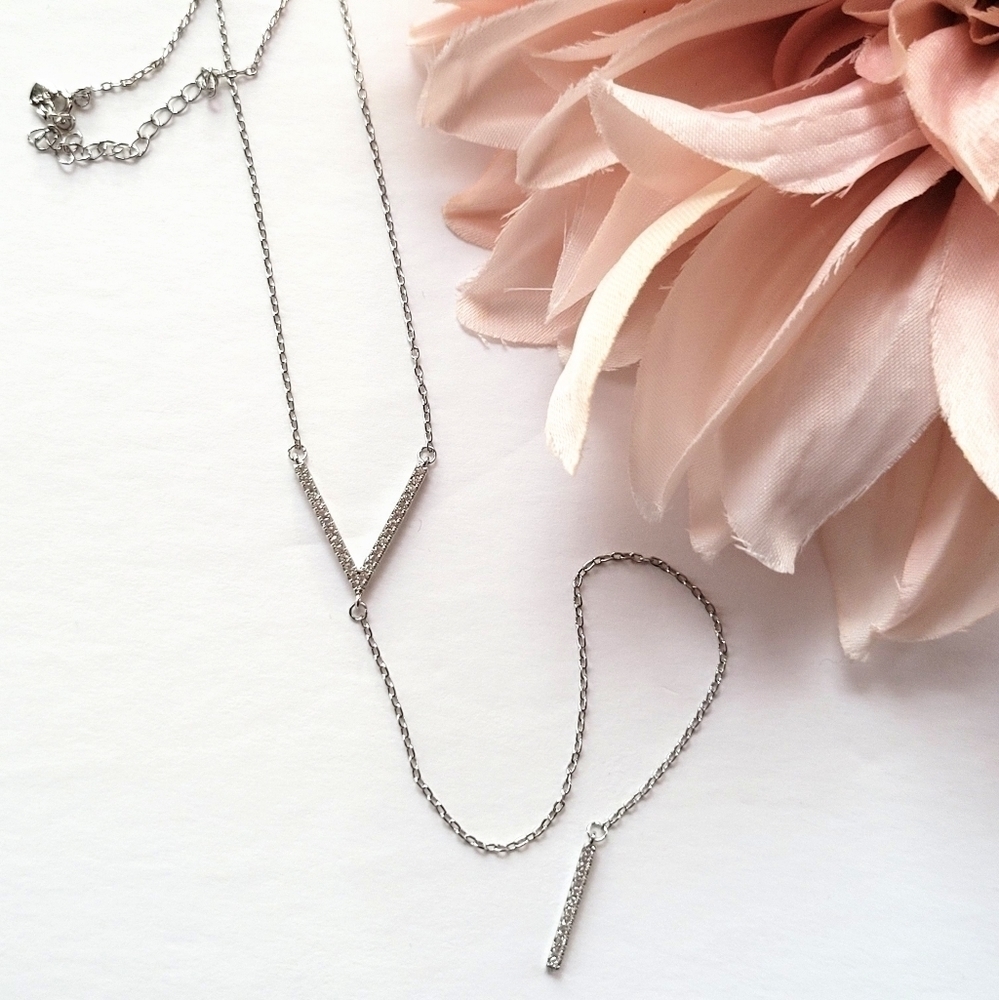 Adornia Swarovski Crystal Lariat Silver
